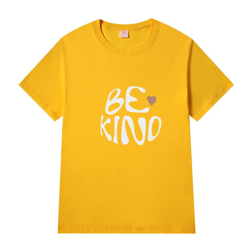 Short Sleeve Crew Neck Be Kind Letter Printed T-shirt