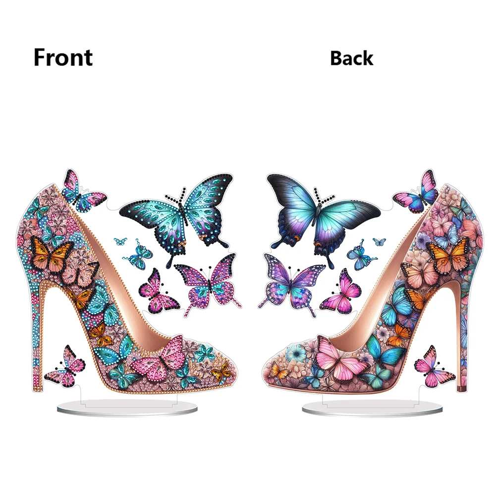 5D DIY Acrylic Special Shape Elegant High Heels Rhinestones Desktop Ornaments 