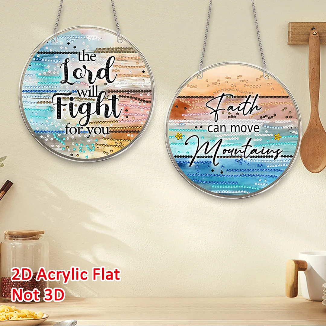 4pcs Beach Text DIY 2D Flat Acrylic Diamond Painting Kits Diamond Art Pendant