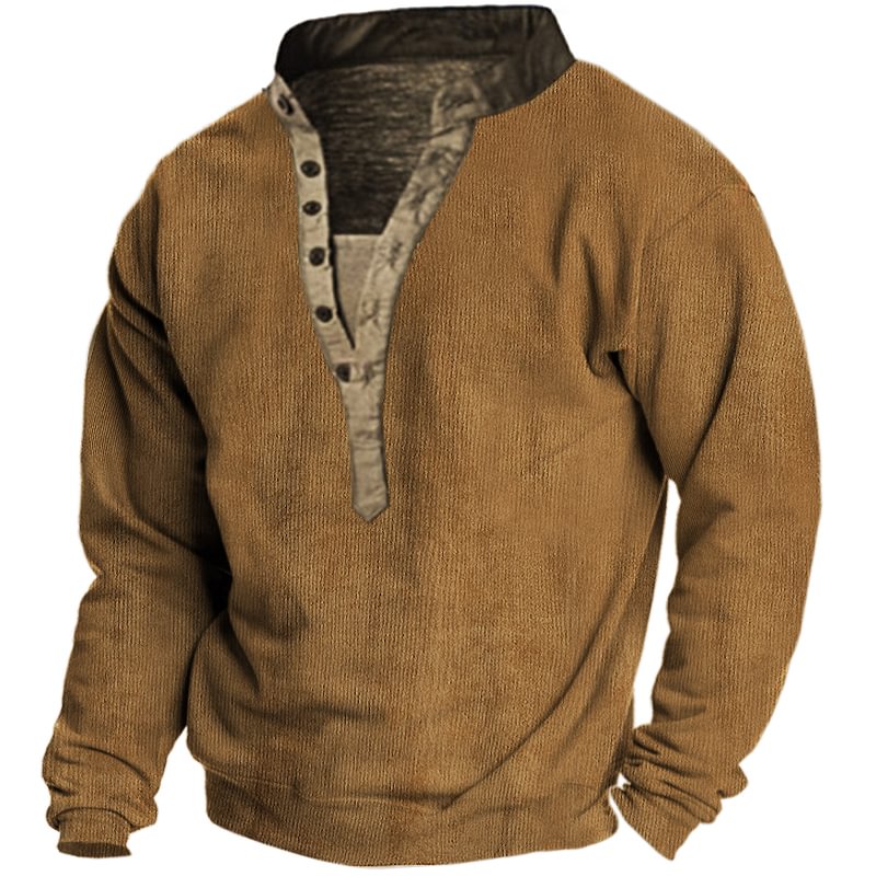 Men's Retro Round Neck Long Sleeve Henny Shirt