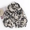 Elegant Black & Beige Floral Shawl Scarf