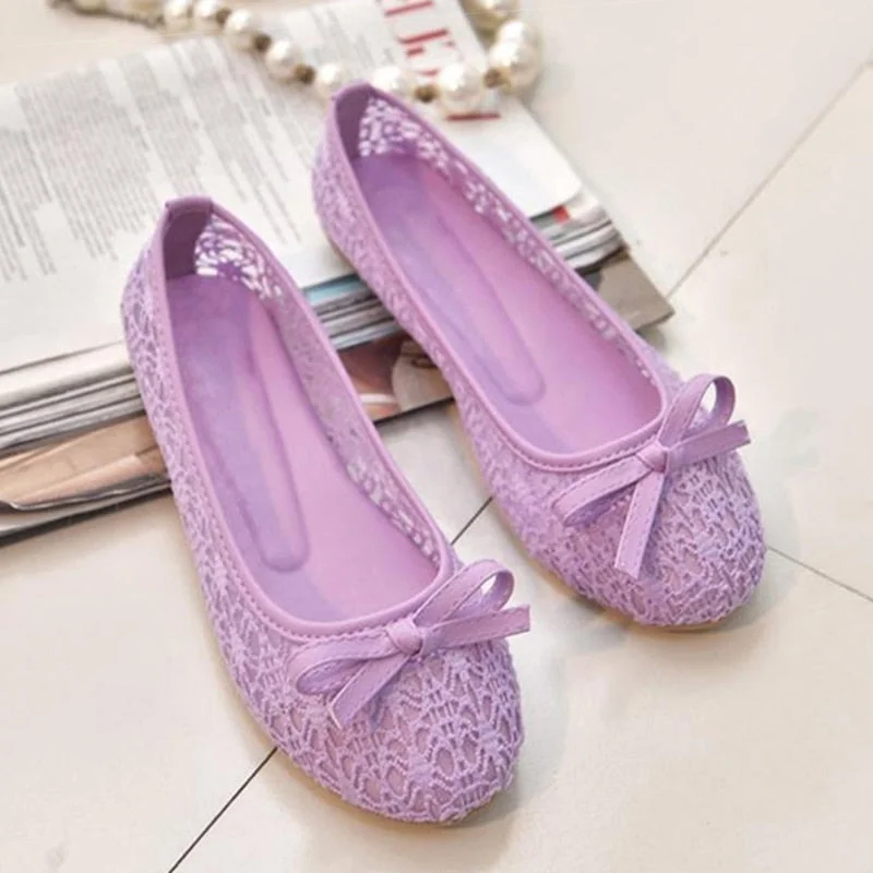 2020 New Women Flats Shoes Ballet Flats Fashion Bow-Knot Women Shoes Slip On Cut Outs Flat Sweet Hollow Summer Female Shoes