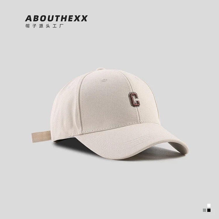 Korean VersionTrend Baseball Hats Letters Embroidered Hard Top Curved Eaves Adjustable Baseball Cap Unisex Sunshade Cap
