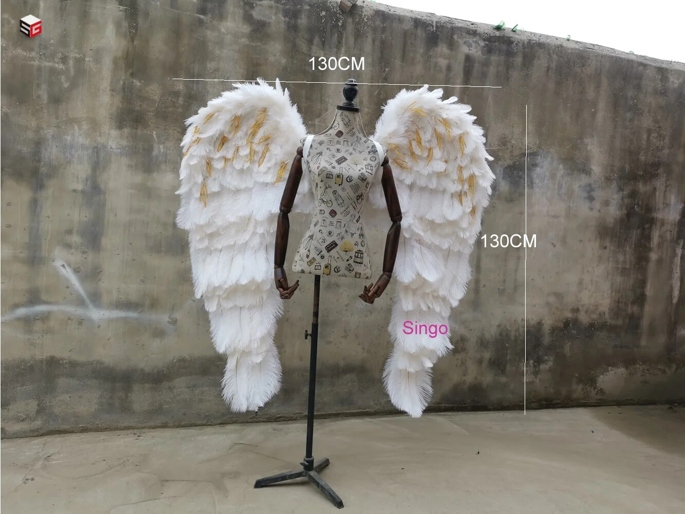 VCshoes Adults Photography Props Lady White Angel Wings Fairy Feather Handicrafts Wedding Decor Series 130*130CM