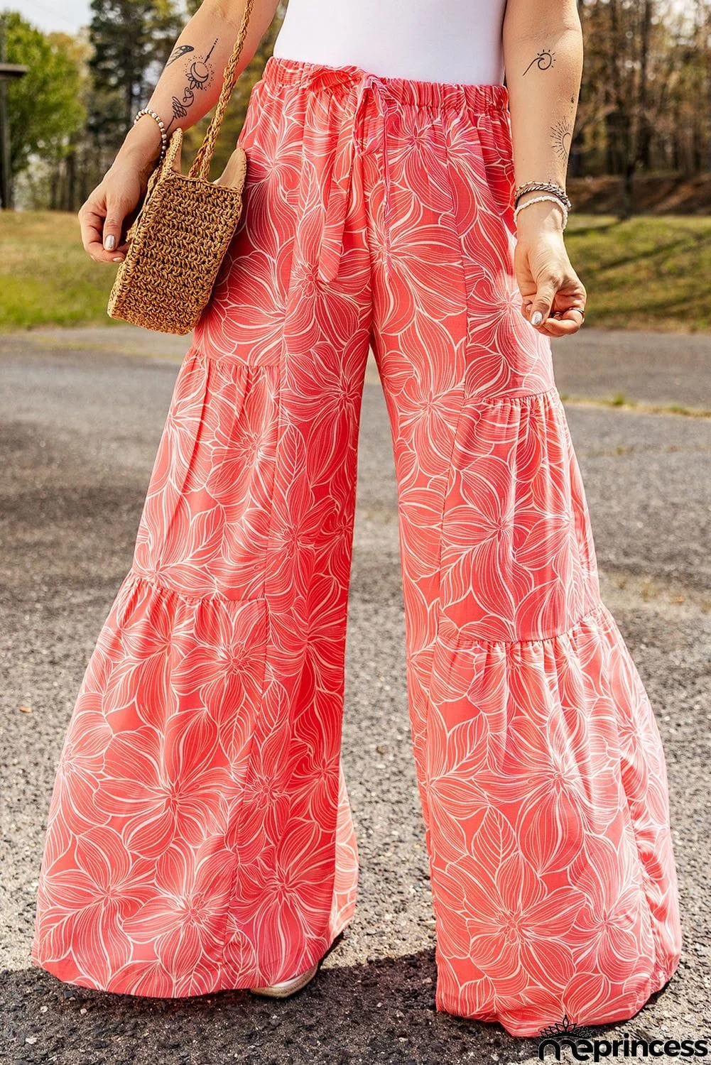 Floral Tiered Wide Leg Pants
