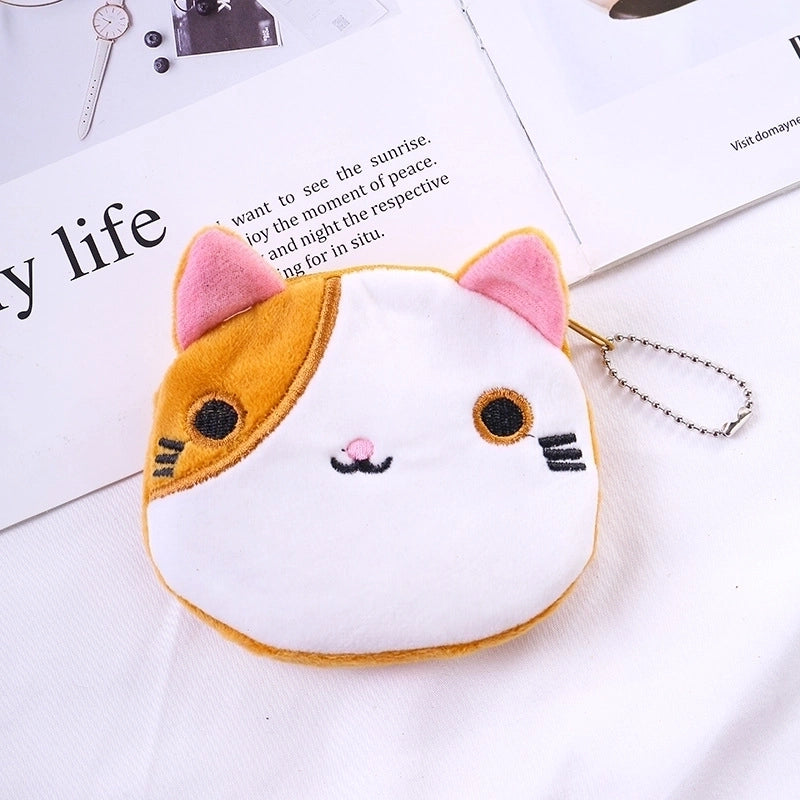 Unisex Animal Cat Plush Zipper Coin Purses