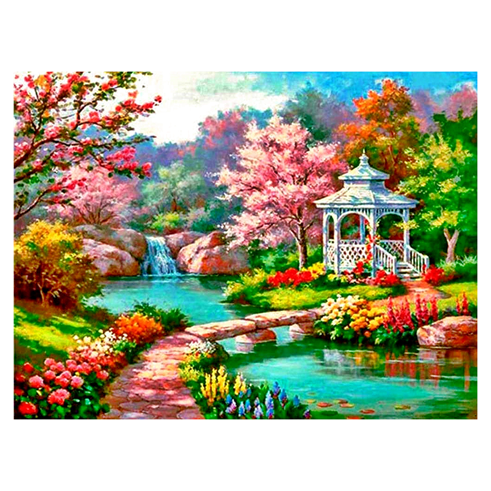 

Pavilion Landscape - 11CT Stamped Cross Stitch - 36*46CM, 501 Original