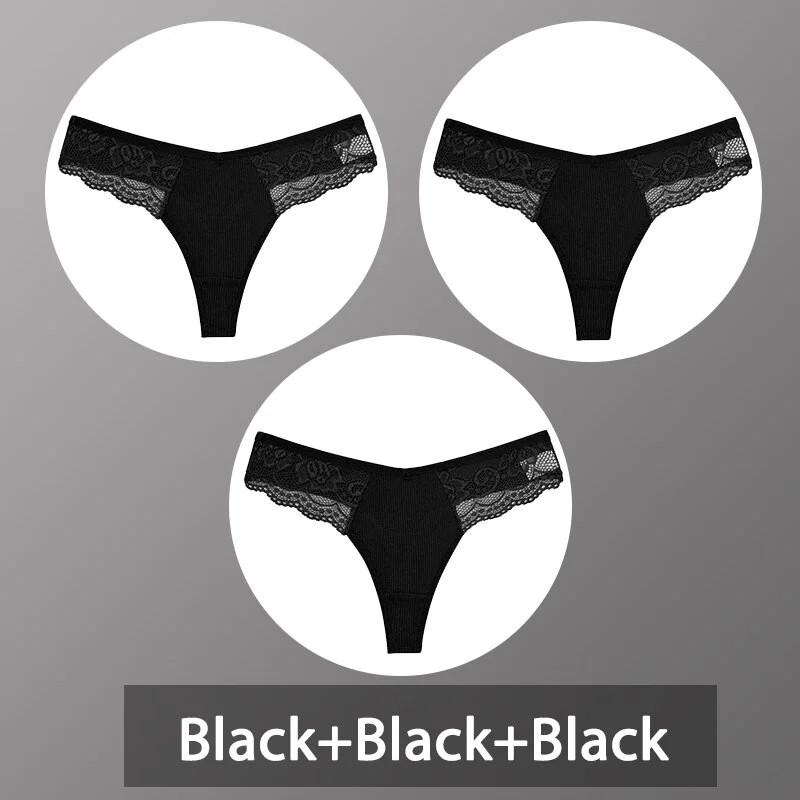 Billionm Women Cotton Panties Sexy Lace Underwear G-String Thong Perspective Hollow Out Lingerie Female Comfortable Low Waist Underpant
