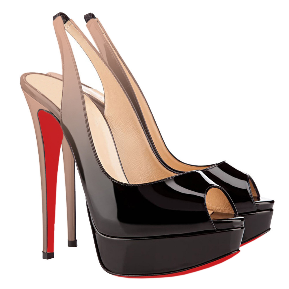 Nude Black Gradient Color Pumps Red Bottom Women's High Heels Stiletto-MERUMOTE