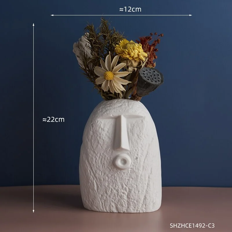 Nordic Home Decoration Funny Face Ceramic Vase Furnishing Decorative Vases Ceramic Living Room Decor Modern Home Decor Gifts