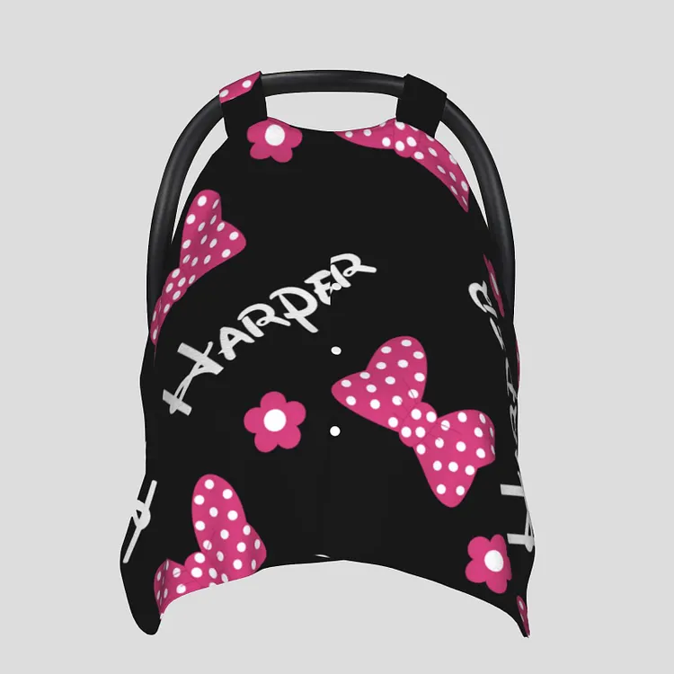 Personalized Baby Bow Tie Car Seat Canopy for Comfort & Unique| C01
