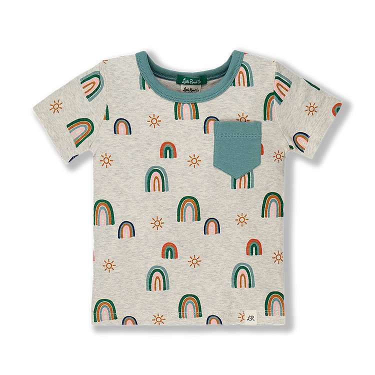 Rainbow Print Short Sleeve Pocket Shirt