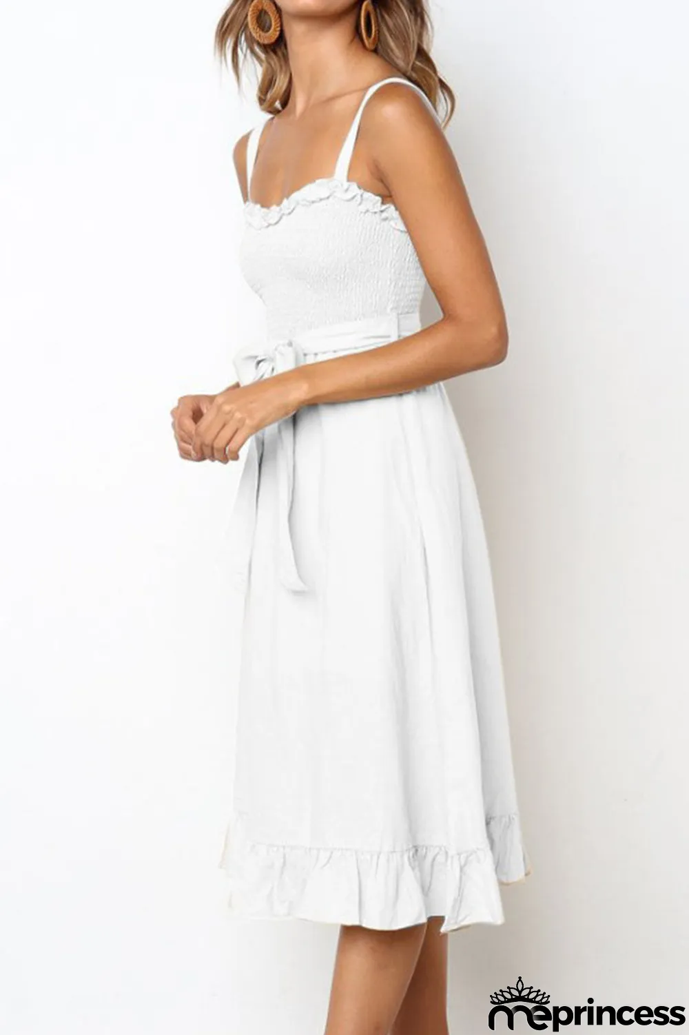 Fashion Casual Solid Split Joint Spaghetti Strap A Line Dresses