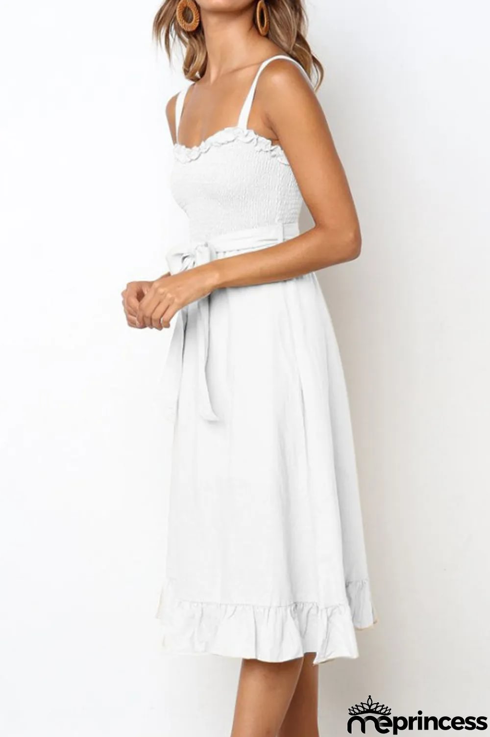 Fashion Casual Solid Split Joint Spaghetti Strap A Line Dresses