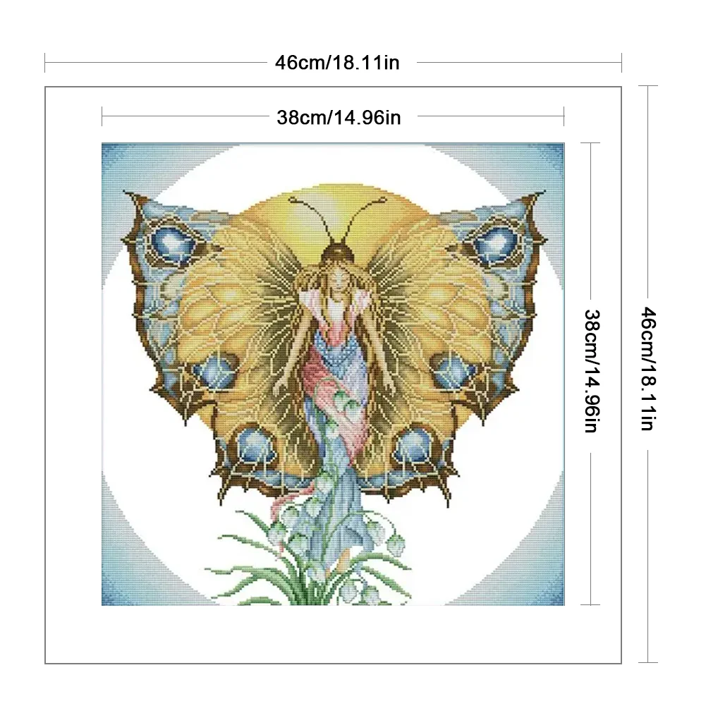 DIY Stamped Cross Stitch 14CT Partial Embroidery 46*46cm - Butterfly Fairy