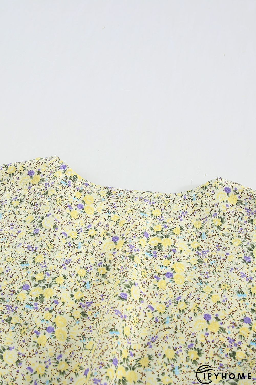 Floral Print Tie Knot Ruffled Short Sleeve Mini Dress | IFYHOME