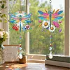 2pcs Dragonfly DIY Acrylic Diamond Painting Wind Chime for Adult 5D Diamond Painting Suncatcher with Crystal Pendant Double Sided Hanging Diamonds Art Paint Ornament Gift for Home
