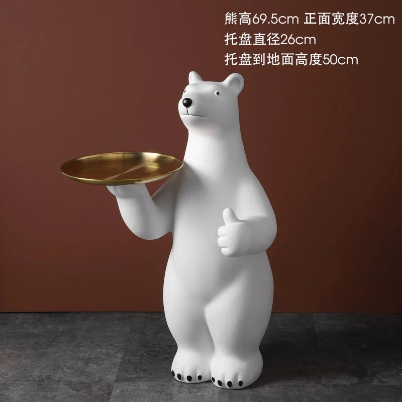 Sdrawing Sdrawing Living Room Floor Bear Ornaments Large Animal Creative TV Cabinet Porch Light Luxury Decoration Storage Tray Gift