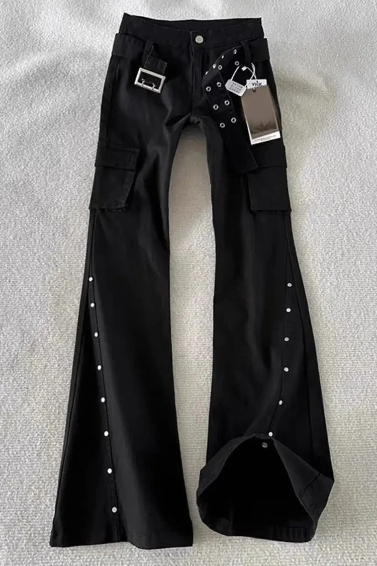 Retro Dark Gothic Flared Pants
