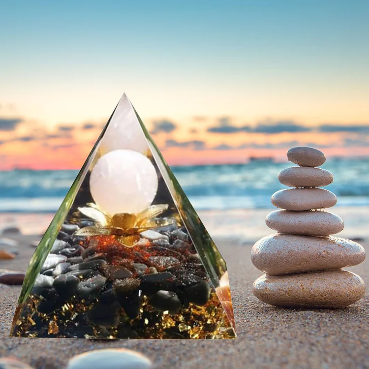 Natural Crystal Orgonite Pyramid Healing Energy Meditation Home Decor (B)