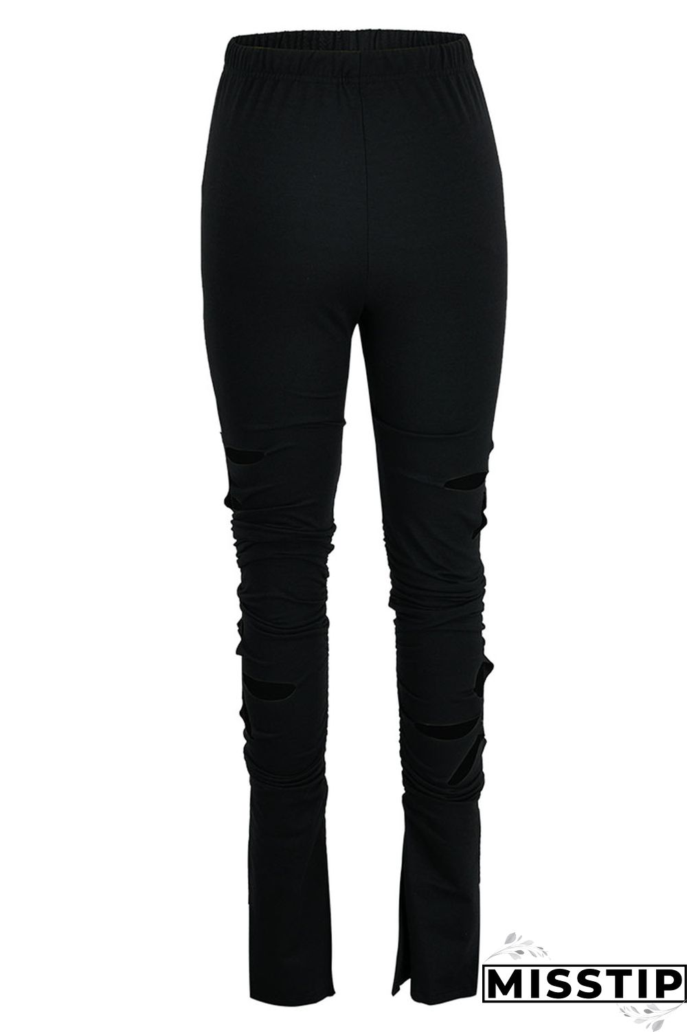 Grey Casual Street Solid Hollowed Out Patchwork High Waist Speaker Solid Color Bottoms