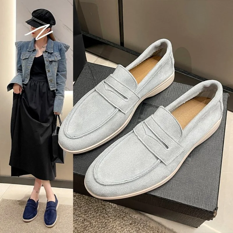 Zhungei Women Loafers  Spring Slip on Woman Designer  Them Flat Shoes British Style Retro Breathable Mules Comfortable Flat Shoes 2024