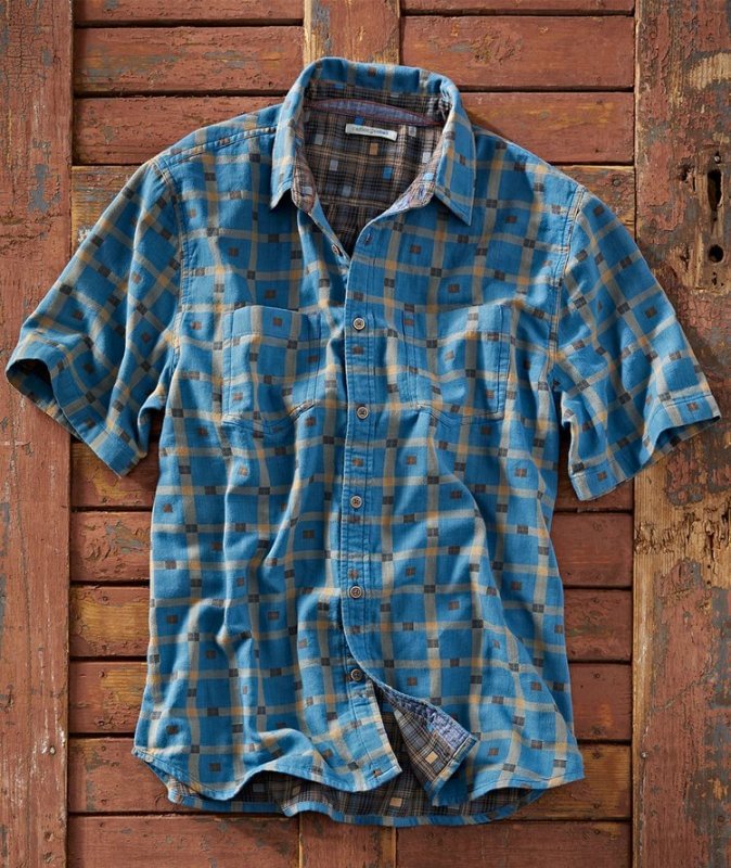 Men's multicolor thread pattern cotton linen shirt