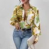 Gioiacombo&trade; Camicia a maniche lunghe stampata ampia da donna primaverile e autunnale