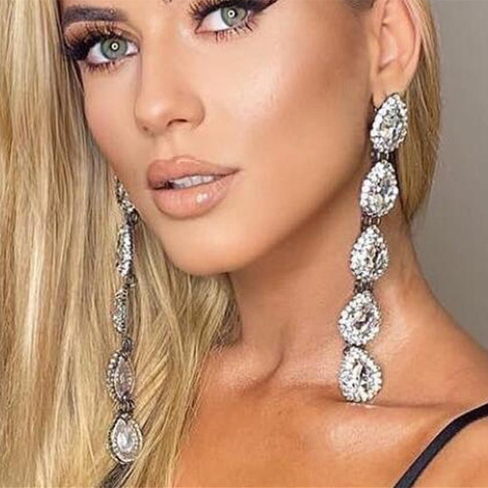 Luxury Rhinestone Long Tassel Water Drop Earrings Jewelry for Women | Oxredo Shop Ramadan Sale