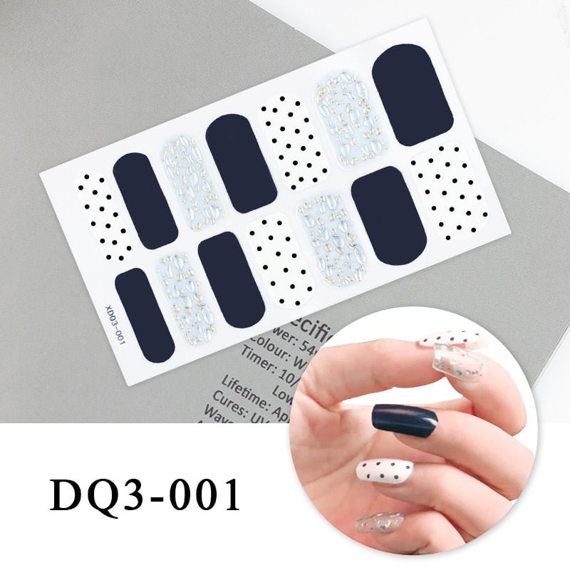 14 Tips/Sheet Summner Nail Stickers Shiny Nail Polish Stickers Full Cover Stickers for Nails Colorful Decals for Manicure Women