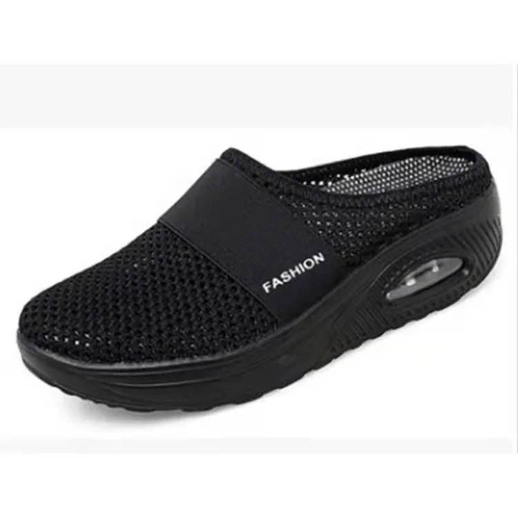 Breakj Breakj Small Net Hole Slippers Women No Heel Half-Slippers Thick-Bottom Slippers Women Net Side Half Slippers Women