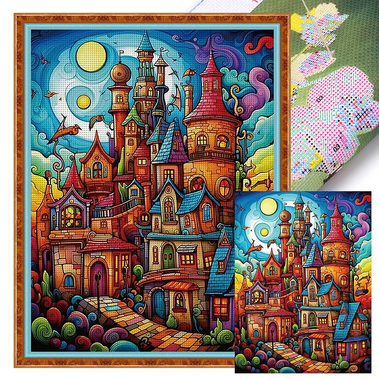 『YiShu』Colorful Town - 11CT Stamped Cross Stitch(50*65cm)