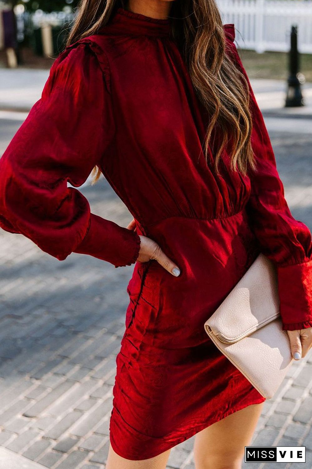 Open Back Jacquard Hip Package Dress