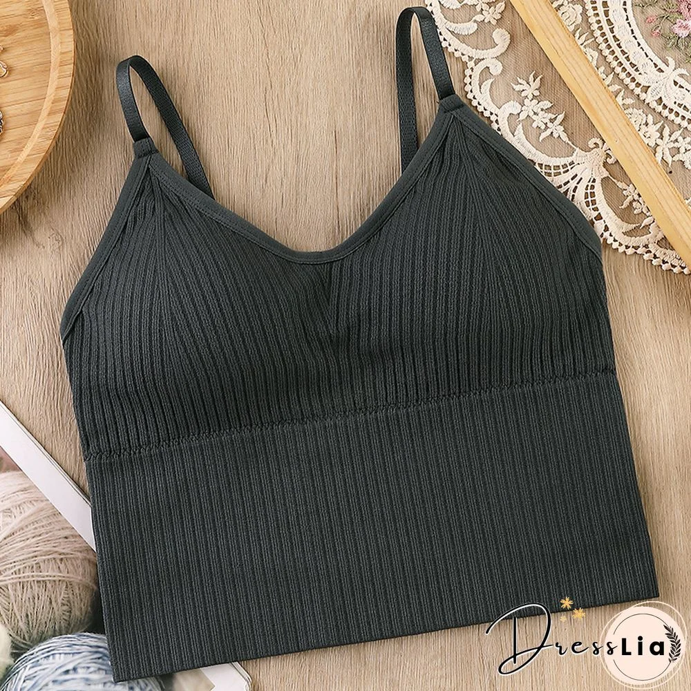 Seamless Sports Crop Top Adjusted Simple Basic Tube Top Sleeveless All Match Padded Women Bralette
