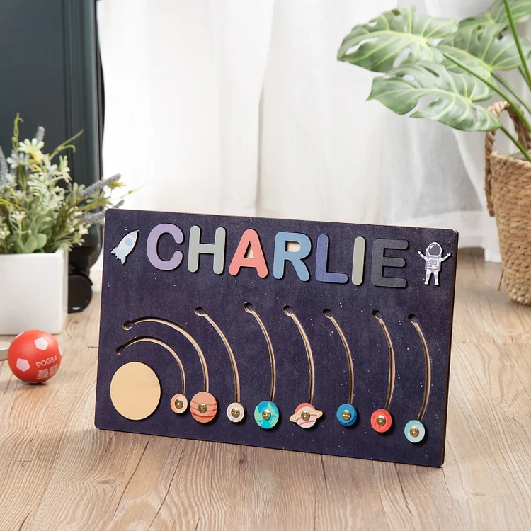 Planet Name Puzzles Galaxy Wooden Slidable Planet Personalized Educational Toys for Toddlers