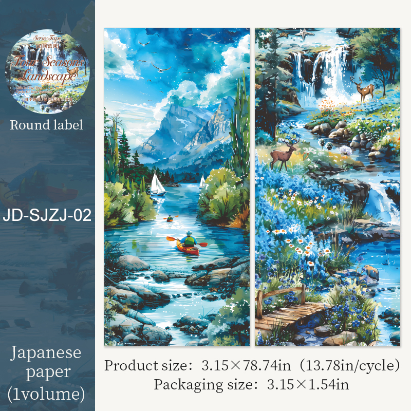 Washi Tape - 80mm*200cm Four Seasons Landscape Series Vintage Forest Tree Snow 