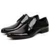 Men's Formal Black Patent Leather Dress Derby Tuxedo Shoes 