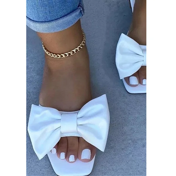 Casual Street Bowknot Opend Out Door Slippers