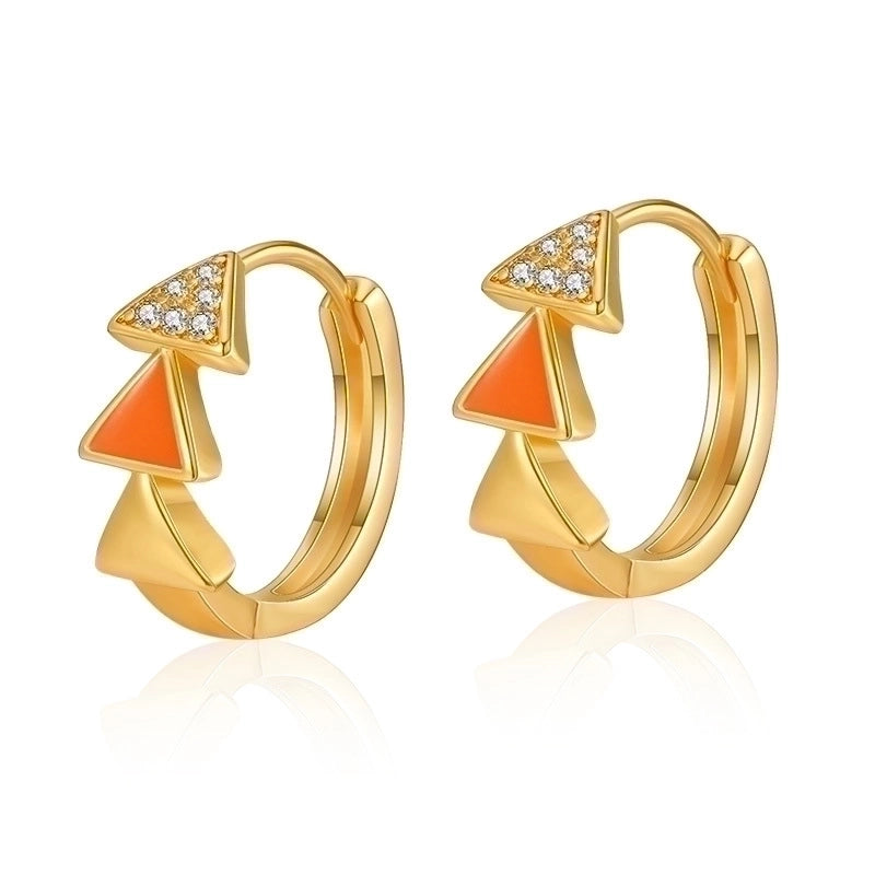 1 Pair Retro Sweet Triangle Devil’s Eye Heart Shape Enamel Plating Inlay Copper Zircon 18k Gold Plated Ear Studs