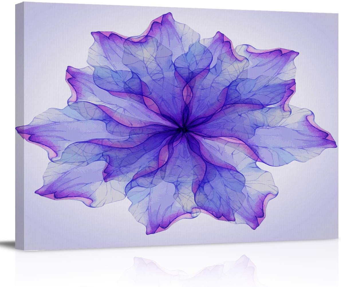 Abstract Purple Gradient Mandala Flowers Canvas Wall Art Prints Painting Picture, Lines Art Floral Walls Decor Artworks for Living Room Bedroom Bathroom, Ready to Hang Arts, 16x24In
