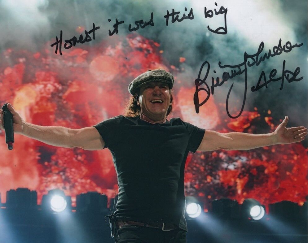 BRIAN JOHNSON signed autographed AC/DC 8x10 Photo Poster painting GREAT CONTENT