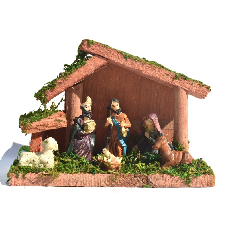 Christmas Nativity Scene Figurines: Jesus Birth,  Manger Decoration 