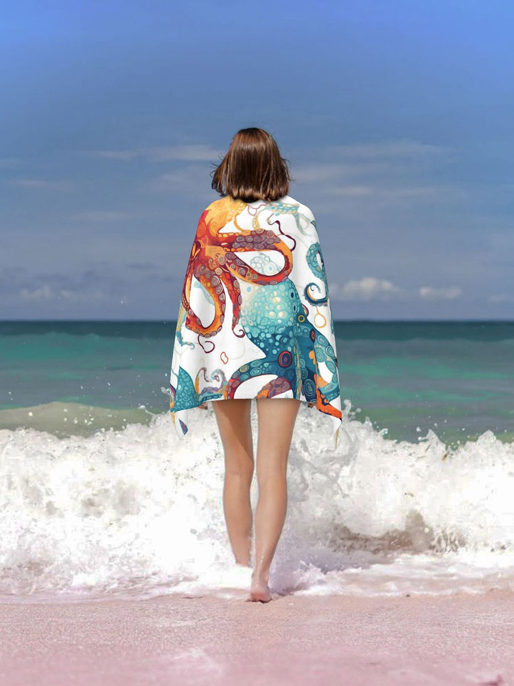 Comstylish Casual Octopus Print Bath Towel
