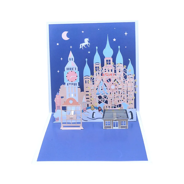 3D Pop Up Card - Amusement Park Anniversary Postcards 3D New Year Card For Valentines Mothers Day