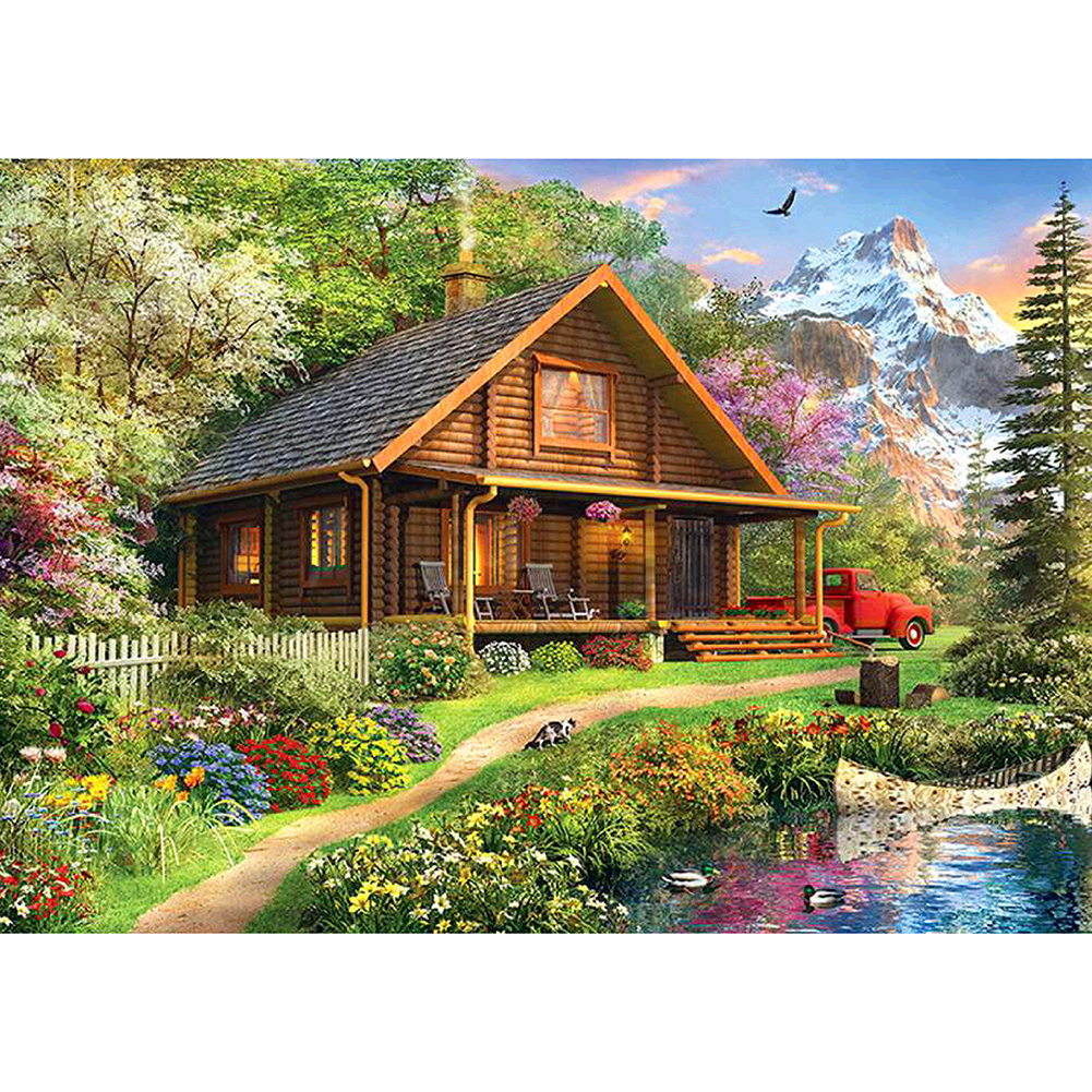 Nature House 40x30cm(canvas) full round drill diamond painting