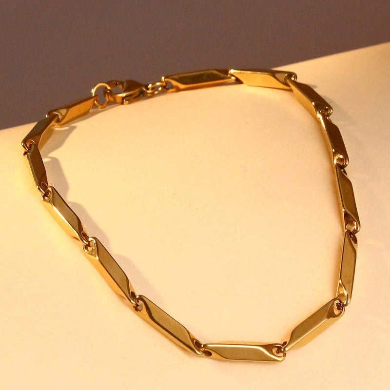 Hip-Hop Color Block Solid Color Rhombus 304 Stainless Steel Men’s Bracelets Necklace