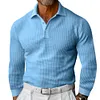 T-shirt da uomo a maniche lunghe con risvolto Waffle