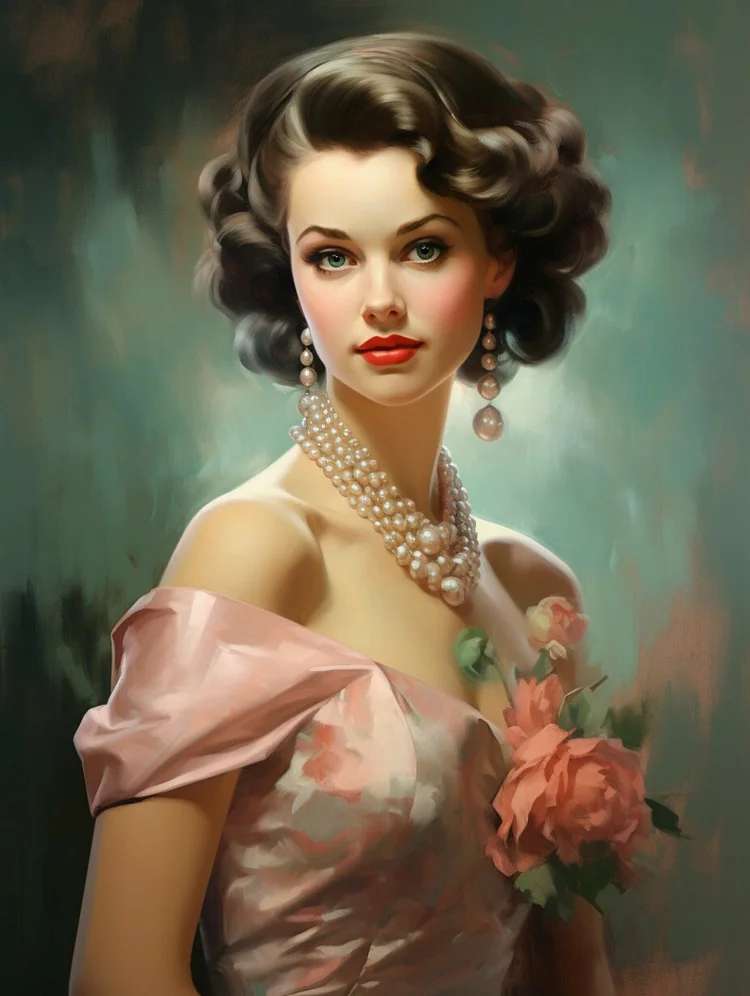 Vintage Woman Girl 40*50(Canvas) Diamond Painting gbfke