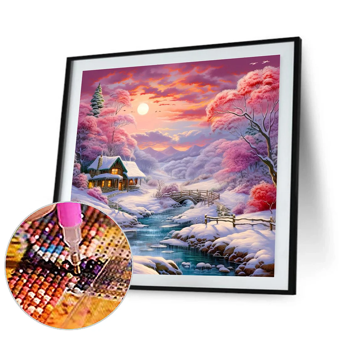 Diamond Painting - Full Round Drill - Snow Scene(Canvas|40*40cm)