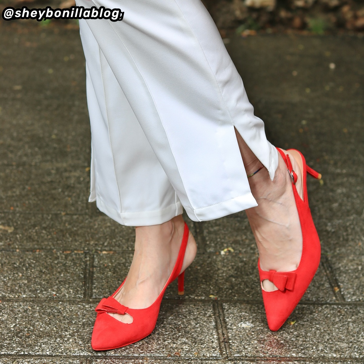 60mm Women's Pointed Toe Kitten Heels Bow-Knot Slingback Pumps Red Bottom Suede Sandals-MERUMOTE